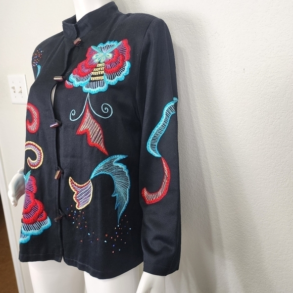 Alex Kim Boho Embroidered Black Jacket Size L - Picture 4 of 12